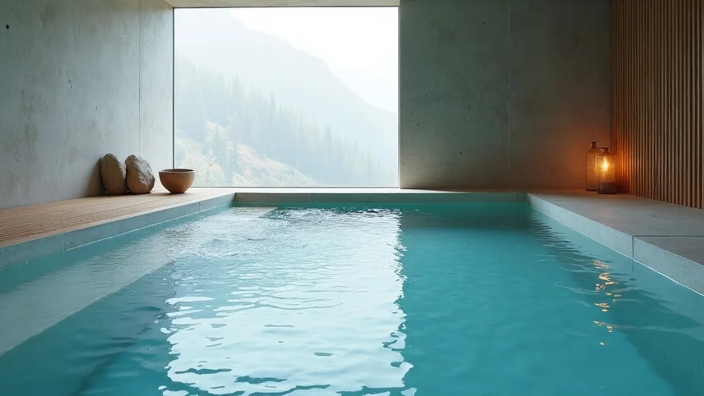 Modern cold plunge pool with mountain view at Nuvania, Boulder